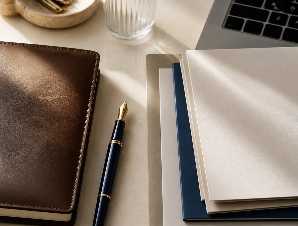 A calm, organised workspace